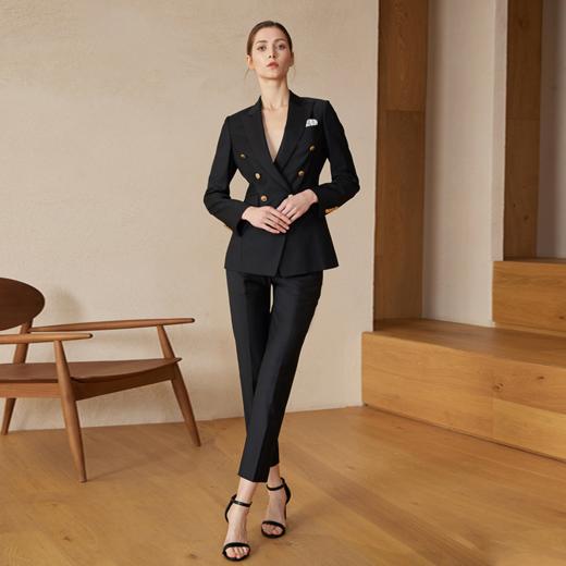 LadySElite黑色西装套装女2022新款OL风通勤修身纯色高端西服外套 商品图2