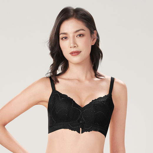 都市丽人自然舒适A杯适穿蕾丝无金属内衣加厚款3/4杯常规文胸无钢圈三排扣LB3AA3 商品图0