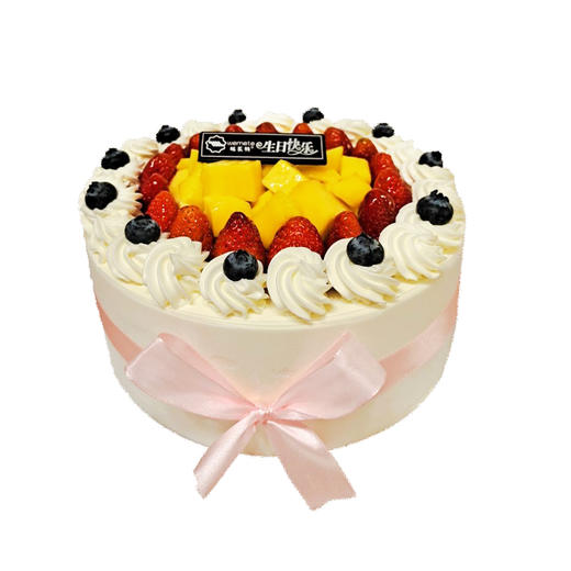 味美特“花漾甜心”鲜果奶油蛋糕-利用草莓、芒果、主打，蓝莓点缀，好看又好吃 商品图0