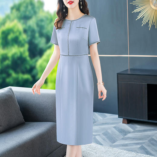 新款婚宴礼服妈妈装连衣裙，婚宴敬酒服重工钉珠收腰显瘦裙YMR-8709 商品图1