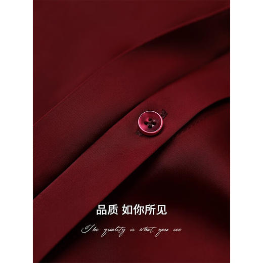 【限时秒杀】COCOBELLA法式简约光泽感酒红色衬衫女气质通勤垂感衬衣SR125 商品图4