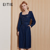 EITIE爱特爱气质复古时尚方领显瘦收腰宽松牛仔连衣裙秋季新款C2307210 商品缩略图0