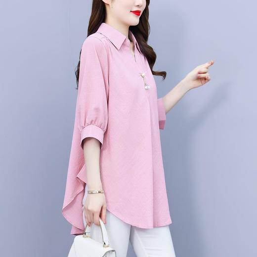 大码女装夏新款，胖mm简约V领显瘦遮肚子纯色上衣宽松雪纺衫潮KQL-E261N2238 商品图8