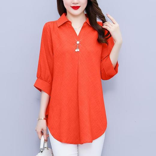 大码女装夏新款，胖mm简约V领显瘦遮肚子纯色上衣宽松雪纺衫潮KQL-E261N2238 商品图1