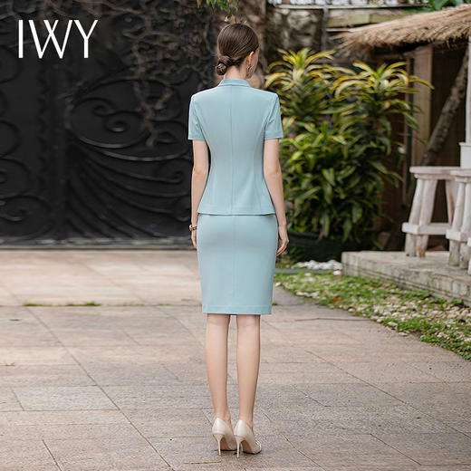 IWY/蓝色西装套裙女气质时尚美容院接待工作服时尚珠宝前台正装CS1822 商品图3