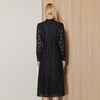 EITIE爱特爱时尚设计感中式镂空立领黑色蕾丝显瘦连衣裙秋新款C07216 商品缩略图4