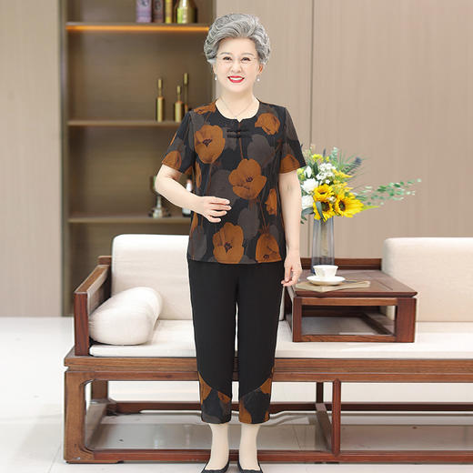 奶奶装老人衣服太太中老年人，女装妈妈宽松两件套TYWF-A687DEK02 商品图1
