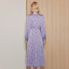 EITIE爱特爱精致复古V领时尚暗纹印花显瘦紫色连衣裙秋季新款C2307222 商品缩略图4