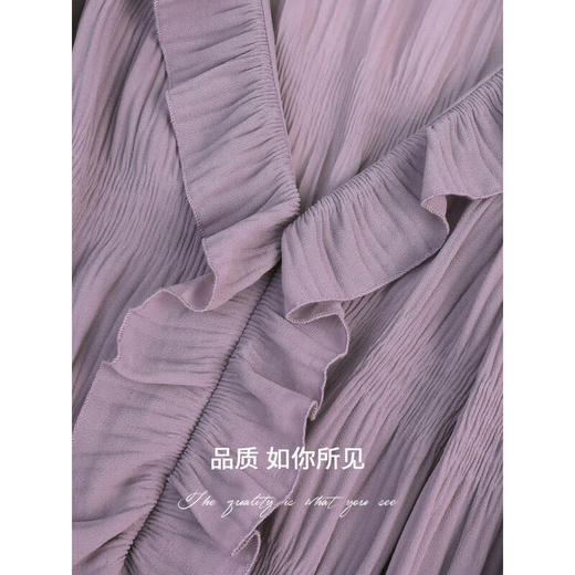 COCOBELLA宫廷风重工压褶木耳边连衣裙秋优雅轻熟茶歇裙FR570 商品图4