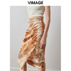 VIMAGE纬漫纪新款高腰垂感扎染印花半身裙女V2006604 商品缩略图3