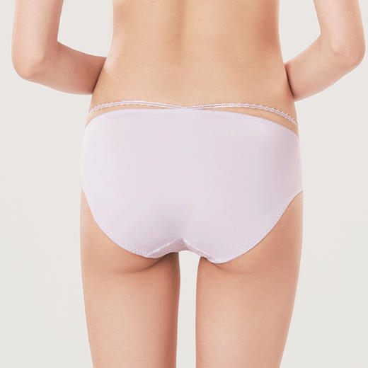 都市丽人薄透丝滑蕾丝+泳布三角女士内裤纯色内裤新年本命年红品LP31M1 商品图2