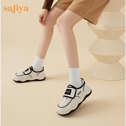Safiya/索菲娅2023秋季新品炸街小众魔术贴百搭松糕厚底板鞋面包鞋 SF33112084 商品图5