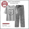 【新款上架！女士小熊夏季凉感睡衣套装】薄款简约格子设计，短袖搭配胸垫，舒适贴合，让你拥有更好的睡眠体验。 商品缩略图0