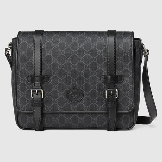 【一】GUCCI 古驰 男士 GG Supreme帆布单肩邮差包 黑色 658542 KGDHN 1000 商品图0