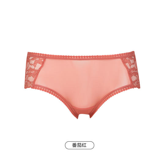 都市丽人薄透丝滑纯色蕾丝+网布低腰平角女士内裤纯色内裤新年本命年红品YP32A3 商品图8