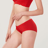都市丽人薄透丝滑蕾丝+泳布低腰平角女士内裤纯色内裤新年本命年红品YP32A1 商品缩略图1