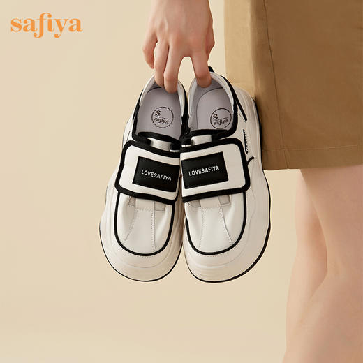 Safiya/索菲娅2023秋季新品炸街小众魔术贴百搭松糕厚底板鞋面包鞋 SF33112084 商品图6