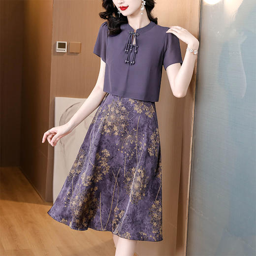 时尚复古印花古典优雅，中国风假两件连衣裙AHM-as3053 商品图0