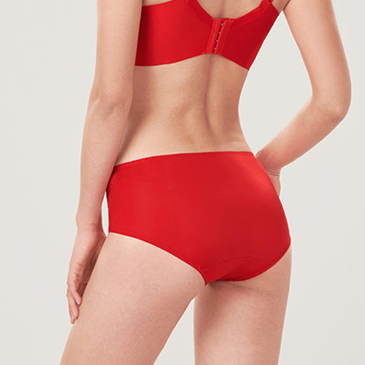 都市丽人薄透丝滑蕾丝+泳布低腰平角女士内裤纯色内裤新年本命年红品YP32A1 商品图2