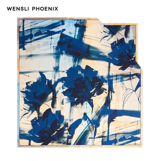 凤凰之家“觅春风”88厘米双面印花真丝大方巾 商品图5