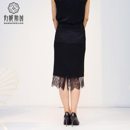 C-千年情话—梁祝化蝶漆黑色蕾丝裙边半裙2B50002 商品图3