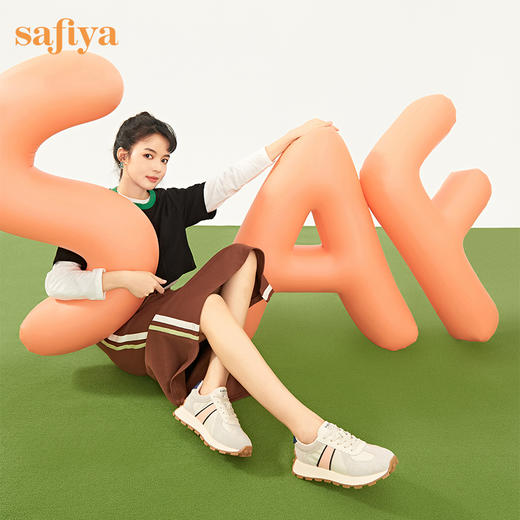 Safiya/索菲娅2023年秋季新品新潮复古小蛮腰拼色厚底运动小白鞋阿甘鞋休闲鞋SF33112108 商品图1