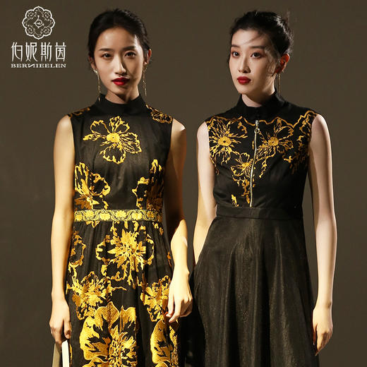 -千年情话—梁祝化蝶鞠衣色绣花长款连衣裙2S500010 商品图4