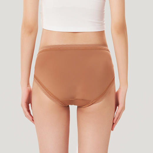 都市丽人基础系列锦泳薄透丝滑中腰平角女士内裤新年本命年红品LK35E3 商品图3