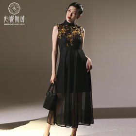 -千年情话—梁祝化蝶鞠衣色绣花长款连衣裙2S500010