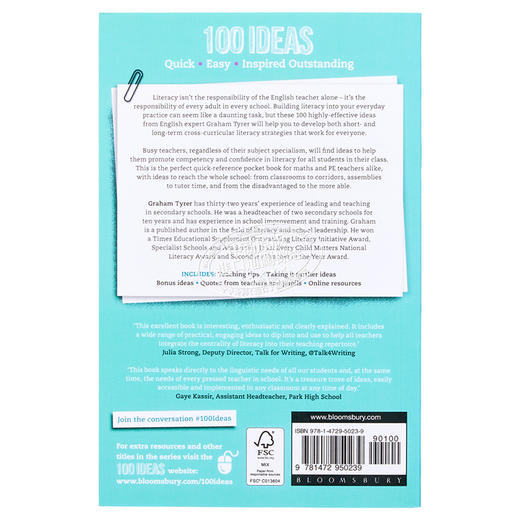 【中商原版】100 Ideas for Secondary Teacher Literacy Across the Curriculum 中学教师的100个想法 跨课程的读写能力 英文原版 商品图1
