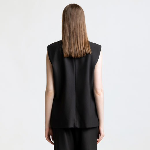 LIZZY 早秋 简约优雅帅气设计感开叉无袖廓版型知性气质通勤马甲上衣+直筒长裤7851 商品图3