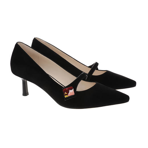 sheme新中式高原狂想曲系列羊反绒搭配方块刺绣及水晶优雅时尚女士单鞋可定制 商品图5