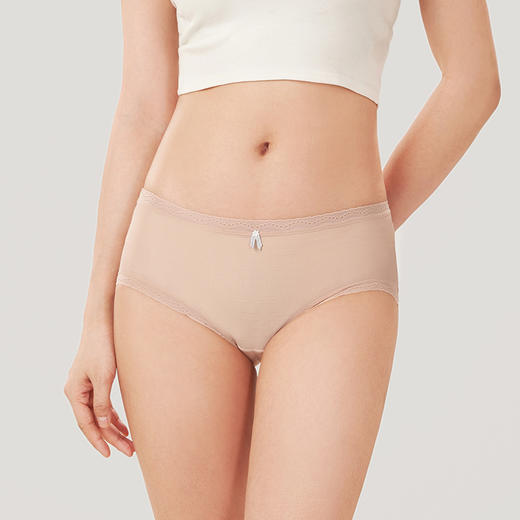 都市丽人健康系列锦泳提花薄透丝滑中腰平角女士内裤LK35E6 商品图1