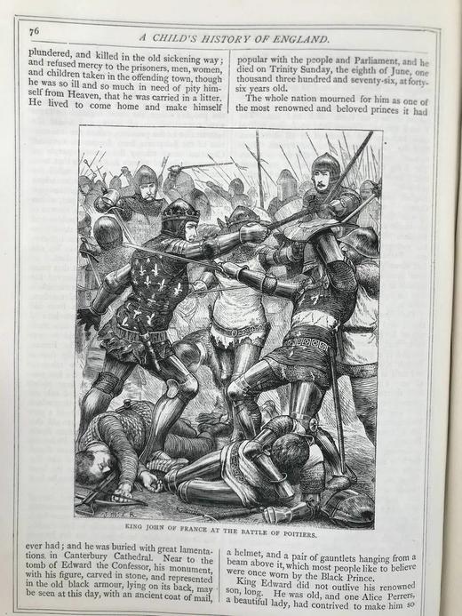 约19世纪后期 狄更斯《写给孩子的英国史》 15幅插图 漆布精装16开 商品图10