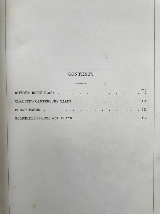 1854年 环球图书馆（卷2，罗宾汉/彭斯诗集/坎特伯雷故事集/戈德史密斯诗歌与戏剧集） 2幅插图 漆布精装18开 商品图3