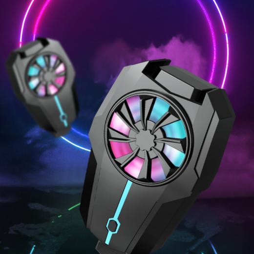 【氛围十足❗️手柄风冷降温 电竞手机散热器】无噪声风扇，双重降噪，强拉力弹簧牢固贴合手机，有着炫彩灯光，新款游戏散热器 商品图2