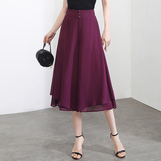 时尚休闲七分雪纺裙裤，松紧腰简约宽松气质修身阔腿裤MYX-JYM-1086-L 商品图6