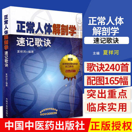 【出版社直销】正常人体解剖学速记歌诀(口袋书) 夏祥河 编著 中国中医药出版社 学习书籍 商品图3