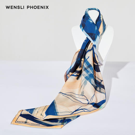 凤凰之家“觅春风”88厘米双面印花真丝大方巾 商品图2