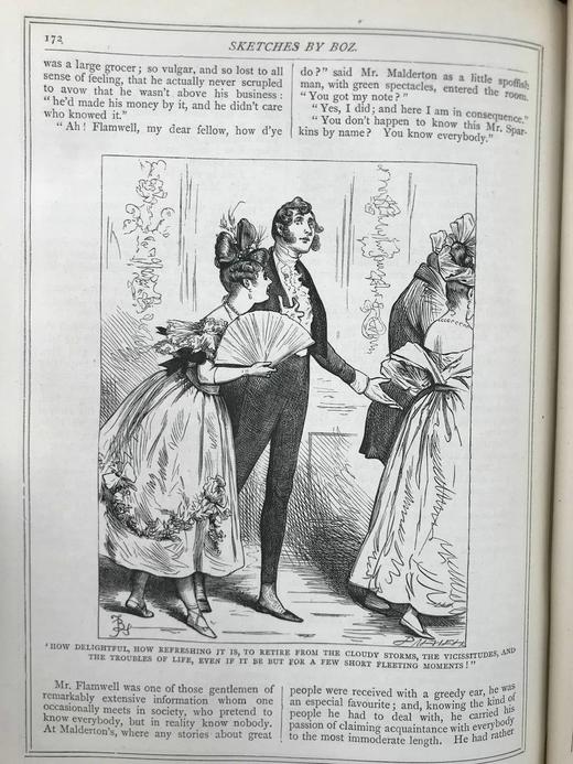 约19世纪后期 狄更斯《博兹札记》 34幅插图 漆布精装16开 商品图8