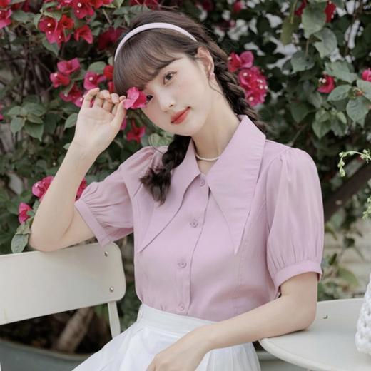 法式飘带雪纺衬衫&兔耳尖短款衬衫 最适合夏天的舒爽材质，透气吸汗，贴身接触肌肤无刺激，舒适柔软更有造型感 商品图6