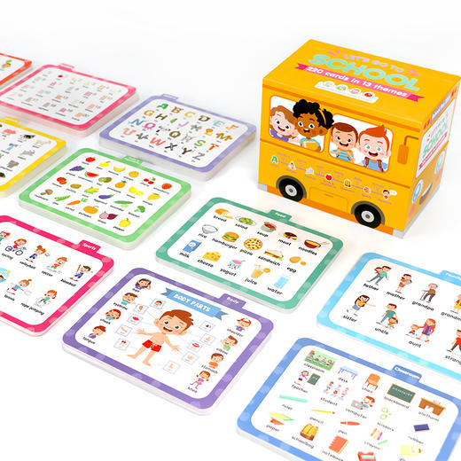 【可点读】文脉出品Let's  Go To  School校巴卡片220张点读版益智游戏早教英语闪卡3-6岁儿童启蒙认知书 商品图1