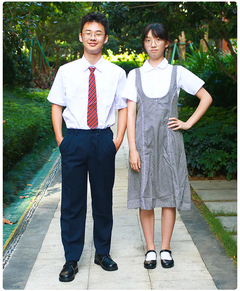 中学生礼服夏季统一校服女连衣裙男衬衫西裤深圳中学礼服