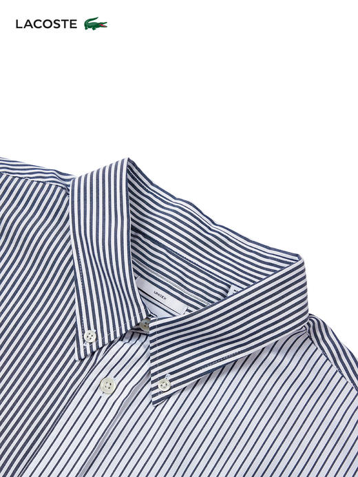 【海南专供价】Lacoste法国鳄鱼男装新款男女同款拼色长袖条纹衬衫CH0535-10 商品图2