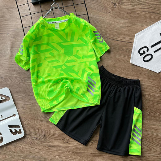 【58.9/2套   男童夏季套装短袖薄款】儿童速干运动二件套男孩中大童篮球夏装透气，男童夏季套装，透气速干面料，中大童篮球运动二件套，时尚夏装必备。sh 商品图2