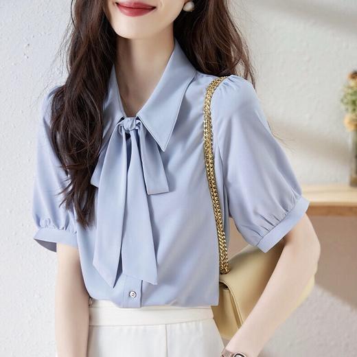 法式飘带雪纺衬衫&兔耳尖短款衬衫 最适合夏天的舒爽材质，透气吸汗，贴身接触肌肤无刺激，舒适柔软更有造型感 商品图0