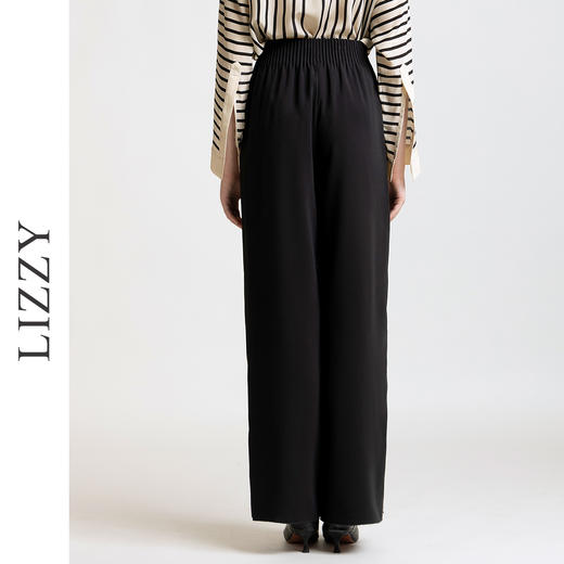 LIZZY 早秋 简约时尚弹力腰阔腿裤高腰直筒醋酸百搭直筒长裤7828 商品图3