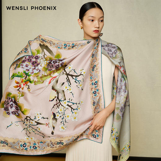 凤凰之家“景泰”88厘米异花异色真丝大方巾 商品图1