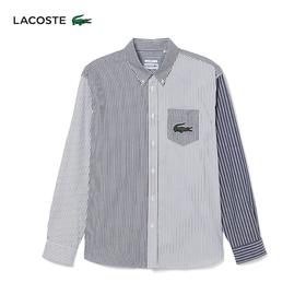 【海南专供价】Lacoste法国鳄鱼男装新款男女同款拼色长袖条纹衬衫CH0535-10
