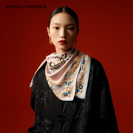 凤凰之家“景泰”88厘米异花异色真丝大方巾 商品图0